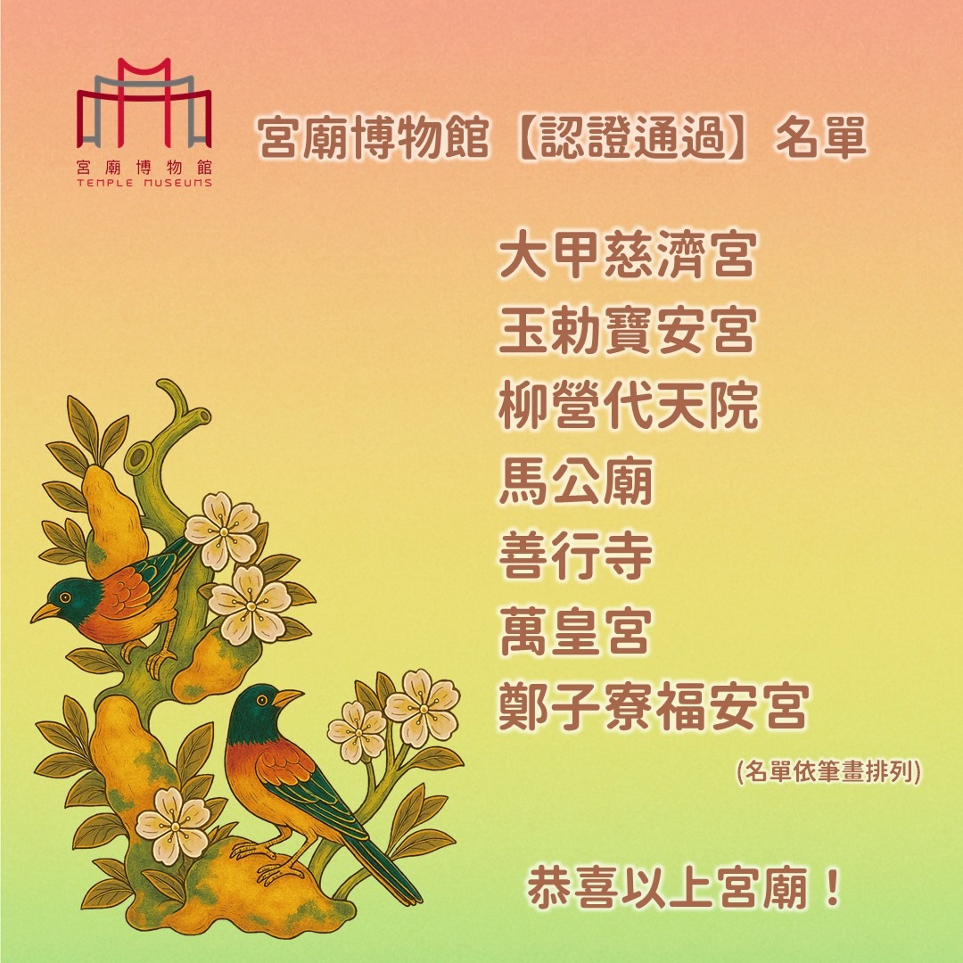 114年宮廟博物館「認證通過」名單